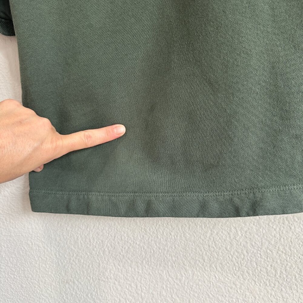 ética Ethically Made Army Green Rolled Short Sleeve Crew Neck Sweatshirt Top - Picture 5 of 5